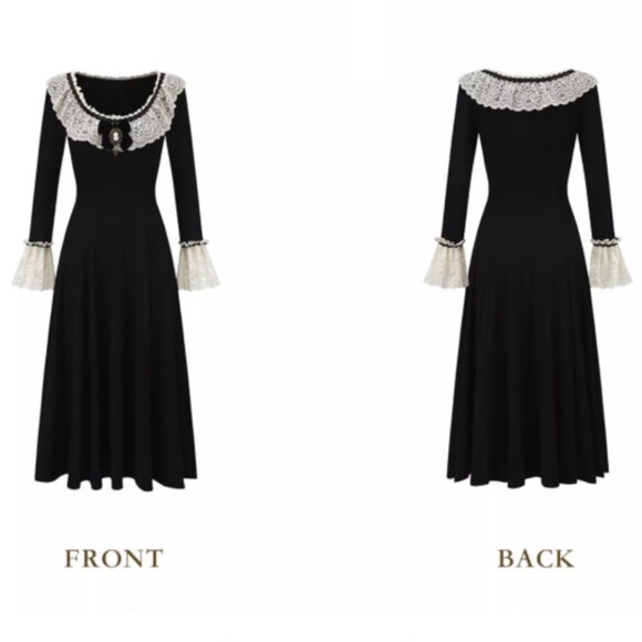 Gothic Victorian Lace Collar Maxi Dress - Picture 8 of 8